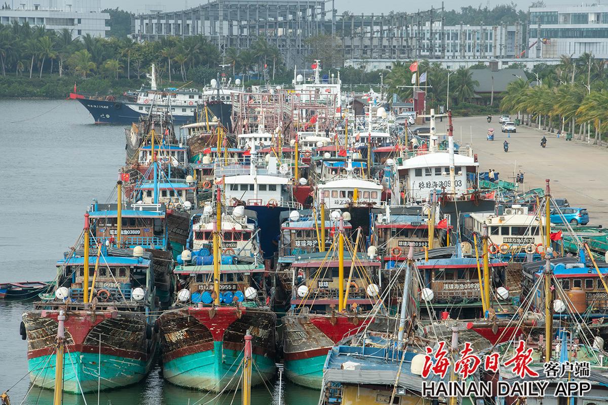 琼海潭门渔船归港避风